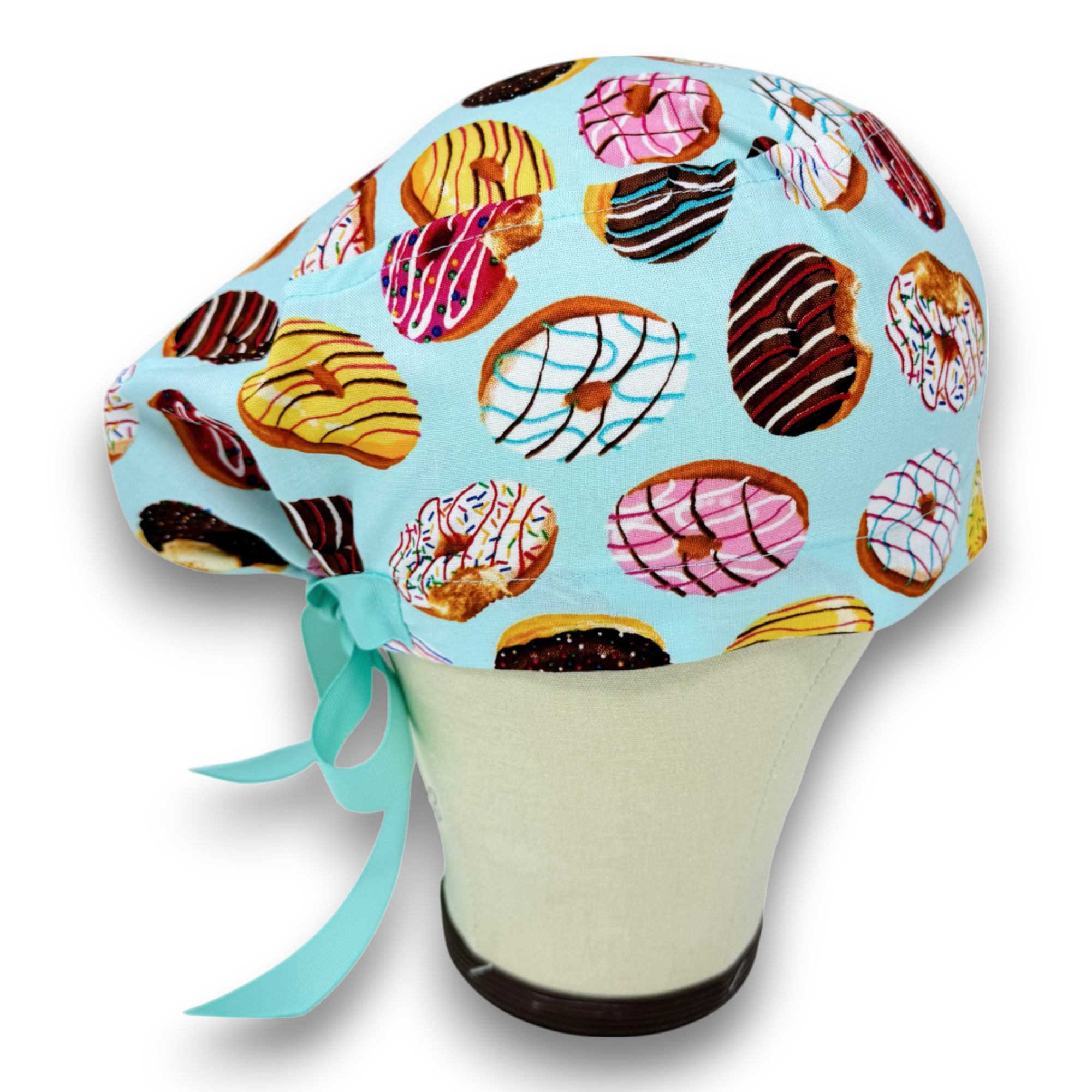 Donut Euro scrub cap with ties for Women by Paradise Caps. Euro PLUS style.