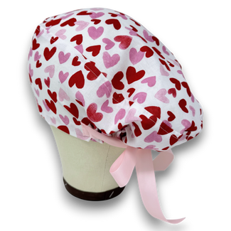 Valentine's day Euro scrub cap with ties for Women by Paradise Caps. Euro PLUS style.