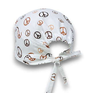Peace Skull tie-back style surgical scrub cap for men by Paradise Caps.