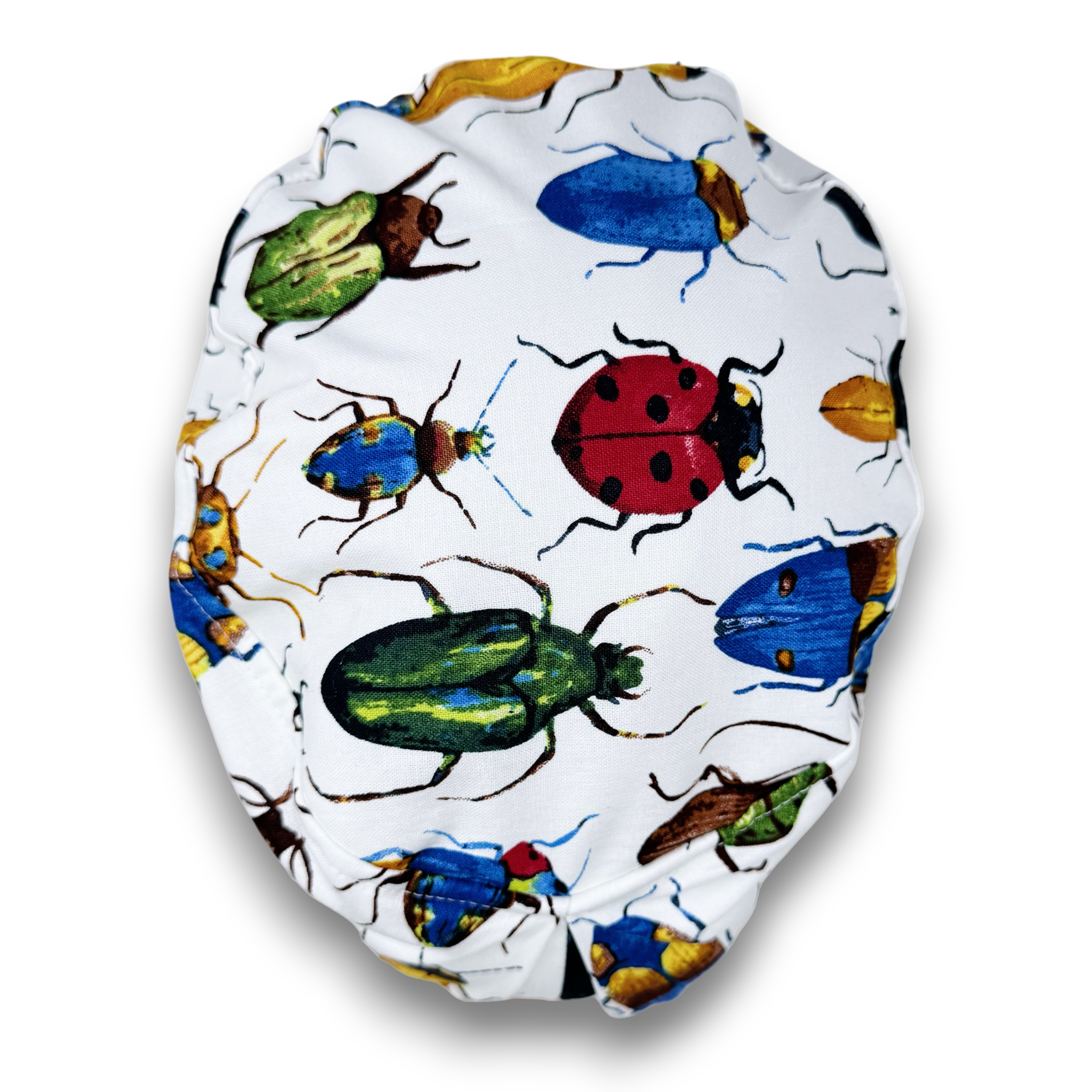 Colorful Beetles European surgical hat with satin lined by Paradise Caps.