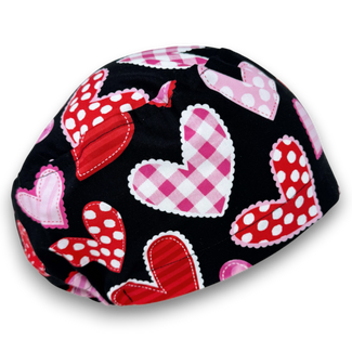 Valentine's day Euro Scrub Cap for Women with Satin Lined Option by Paradise Caps.