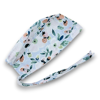 Surgical scrub cap. Strawberry Bloom tie back scrub hat by Paradise Caps.