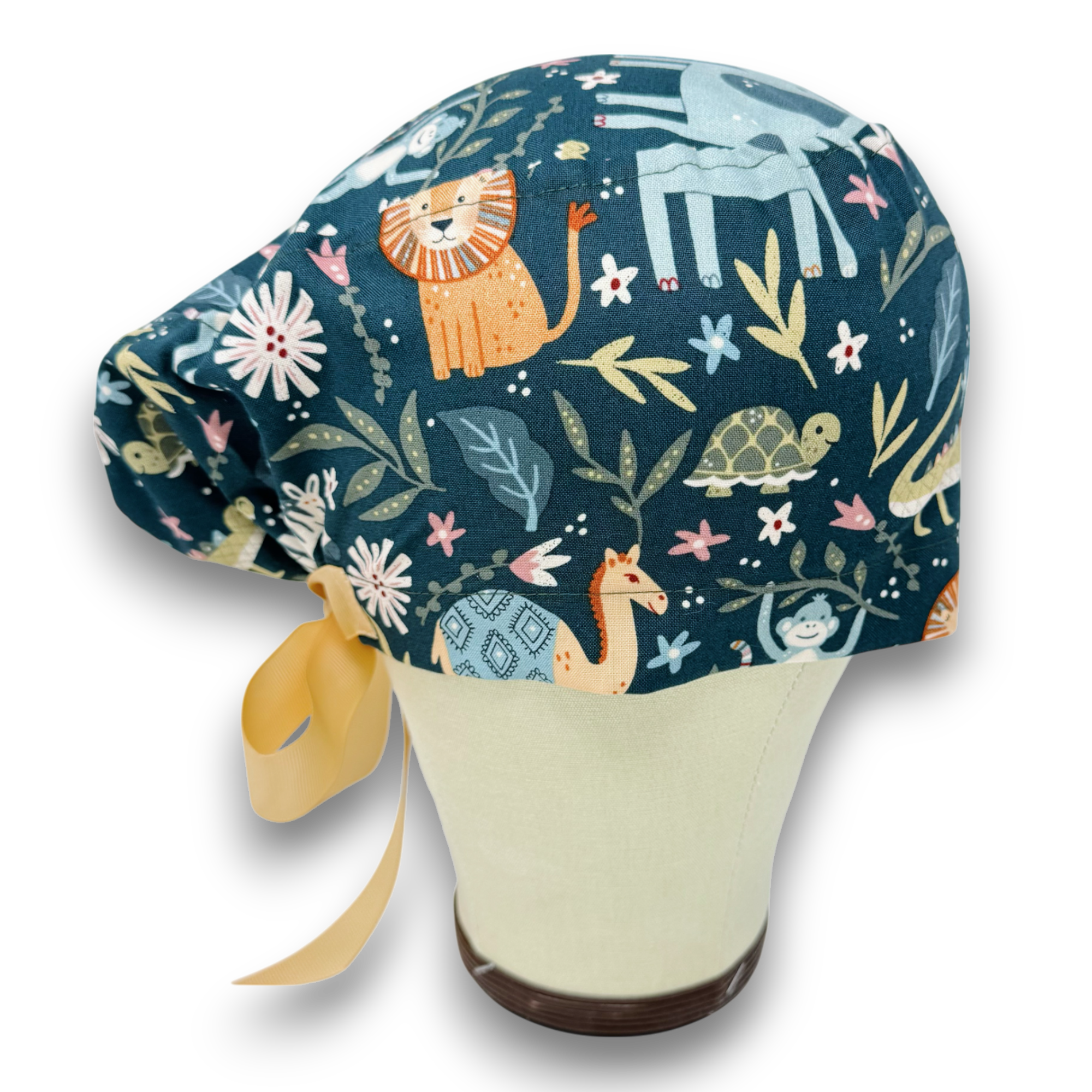 Wild animal Euro scrub cap with ties for Women by Paradise Caps. Euro PLUS style.