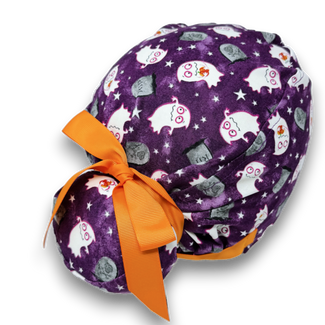 Glow Ghost Euro scrub cap with ties for Women by Paradise Caps. Euro PLUS style.