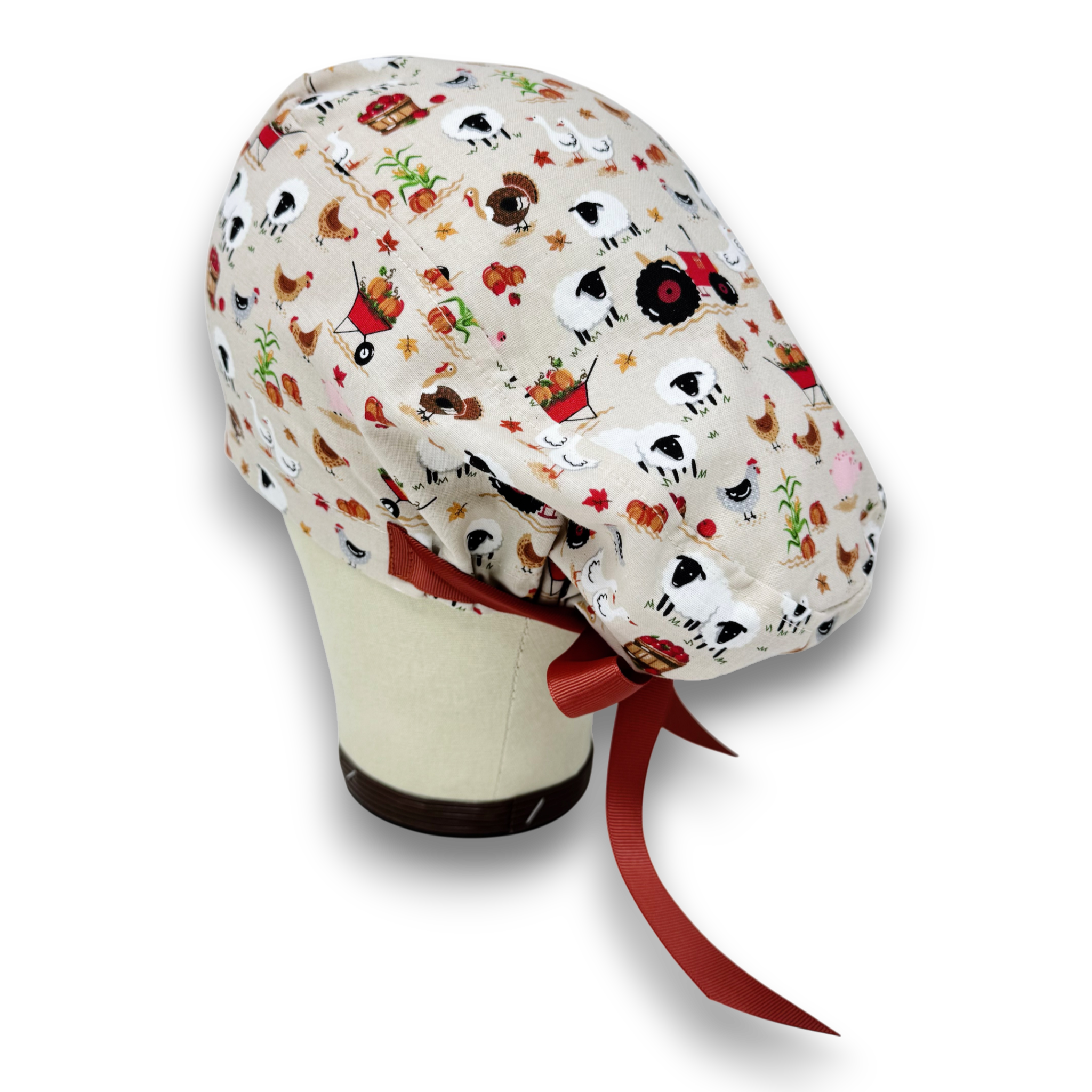 Harvest Farm Euro scrub cap with ties for Women by Paradise Caps. Euro PLUS style.