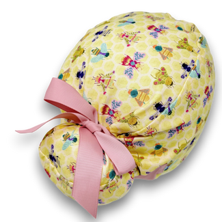 Bee Euro scrub cap with ties for Women by Paradise Caps. Euro PLUS style.