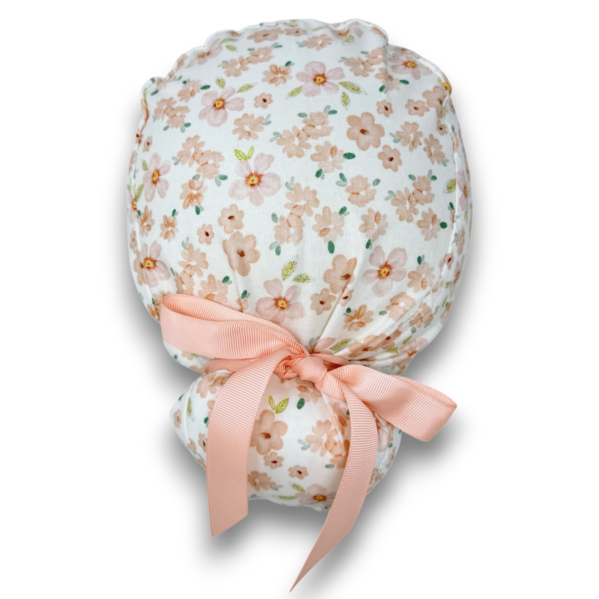 Flower Euro scrub cap with ties for Women by Paradise Caps. Euro PLUS style.