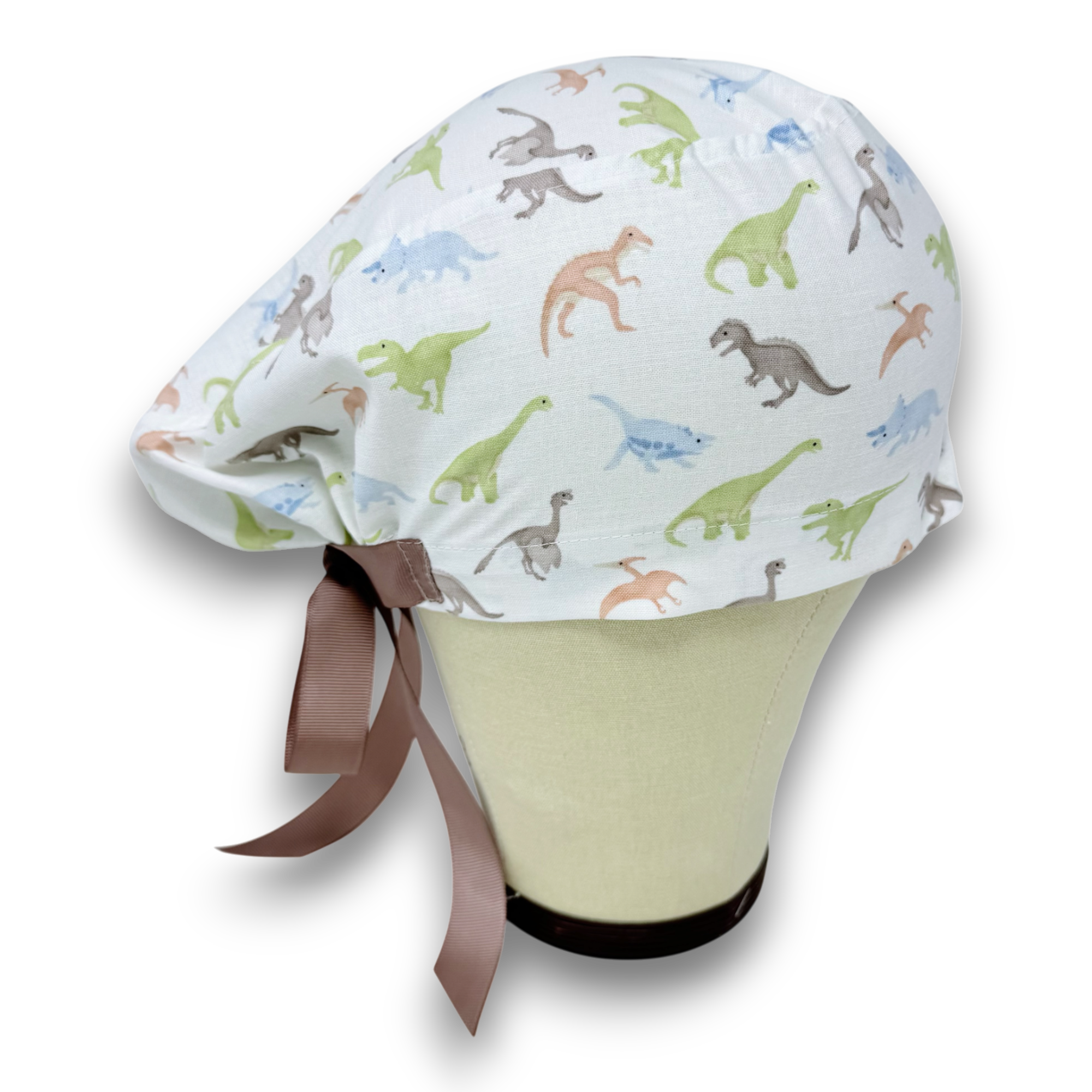 Dino Euro scrub cap with ties for Women by Paradise Caps. Euro PLUS style.