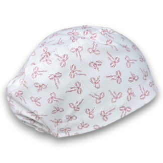 Pink Bows Euro Scrub Cap for Women with Satin Lined Option by Paradise Caps.