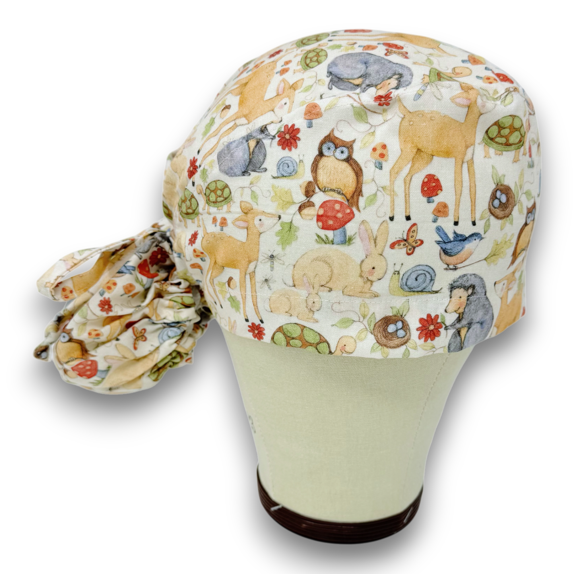 Woodland Ponytail scrub cap for women with satin lined option by Paradise Caps.
