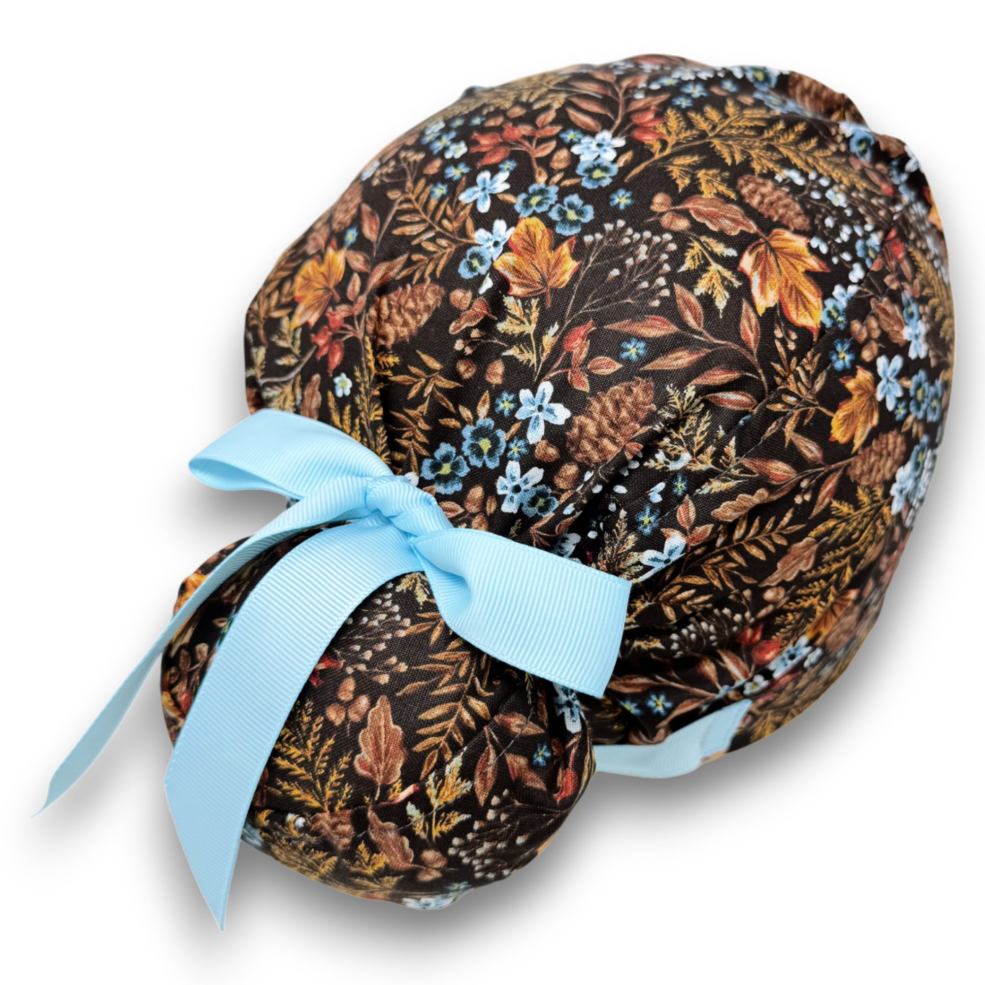 Floral Harvest Euro scrub cap with ties for Women by Paradise Caps. Euro PLUS style.