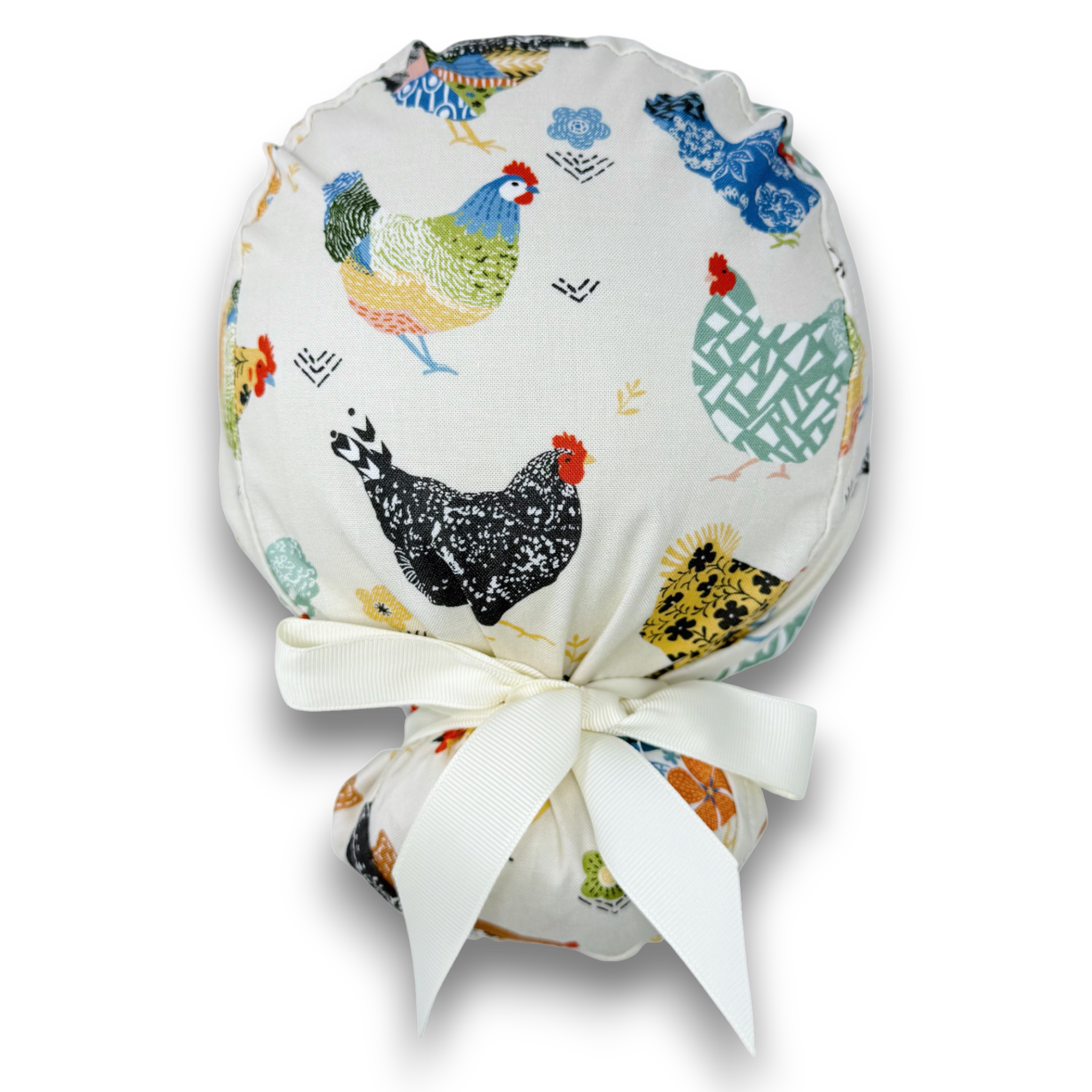 Chickens Euro scrub cap with ties for Women by Paradise Caps. Euro PLUS style.