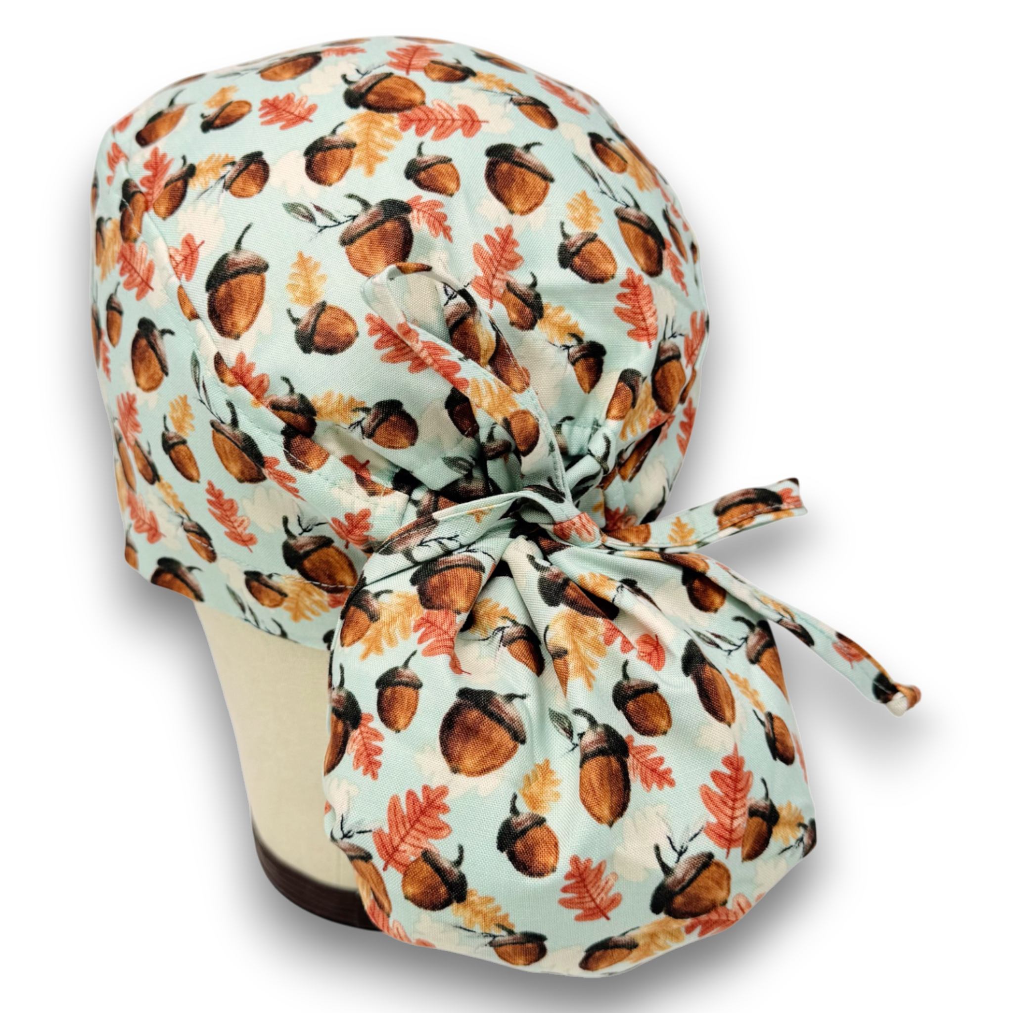 Acorn Ponytail scrub cap for women with satin lined option by Paradise Caps.