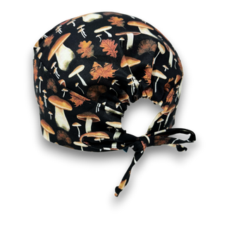 Mushroom Men's surgical cap. Fall skull tie-back style scrub cap by Paradise Caps.