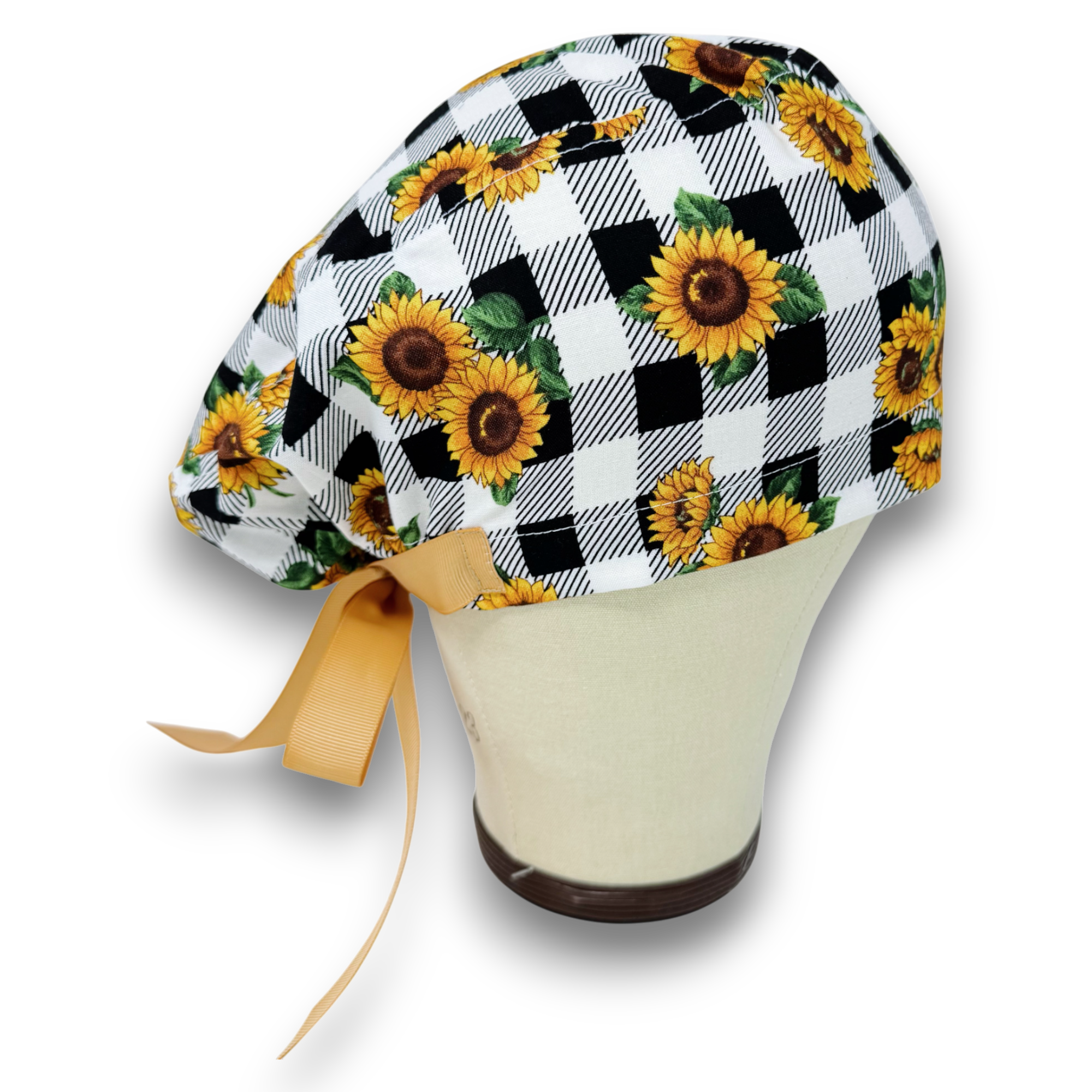 Sunflower Euro scrub cap with ties for Women by Paradise Caps. Euro PLUS style.