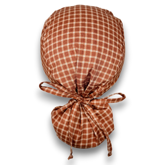 Rustic Check Ponytail scrub cap for women with satin lined option by Paradise Caps.