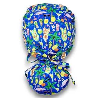 Summertime Ponytail scrub cap for women with satin lined option by Paradise Caps.