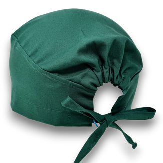 Forest green Skull tie-back style surgical scrub cap for men by Paradise Caps.