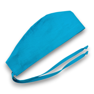 Solid blue Skull tie-back style surgical scrub cap by Paradise Caps.