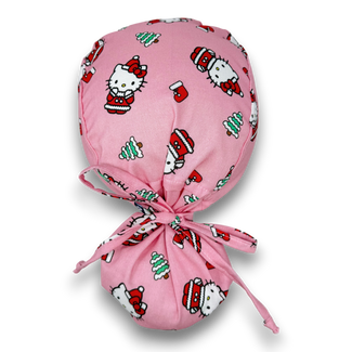 Christmas Ponytail scrub cap for women with satin lined option by Paradise Caps.