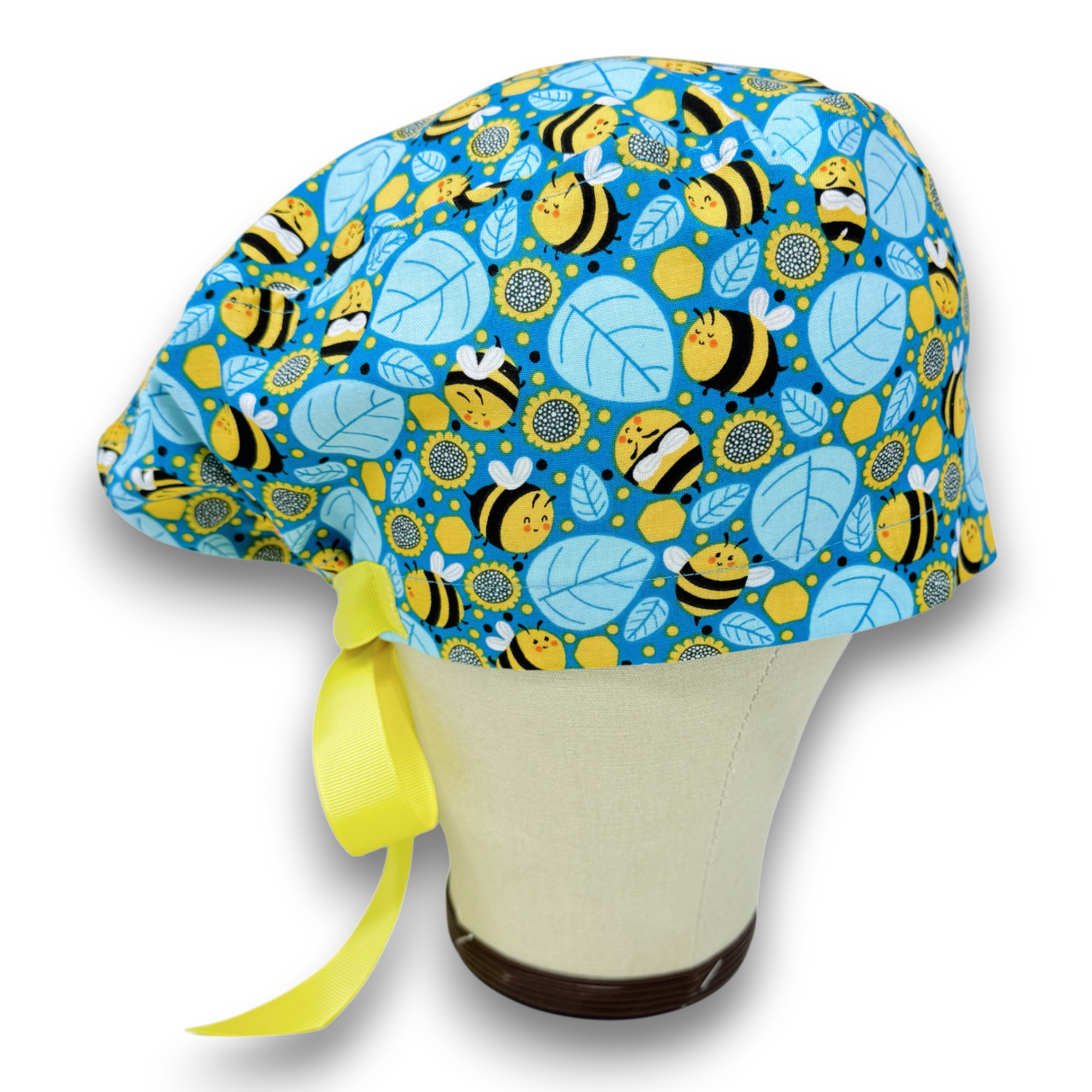 Bee Euro scrub cap with ties for Women by Paradise Caps. Euro PLUS style.