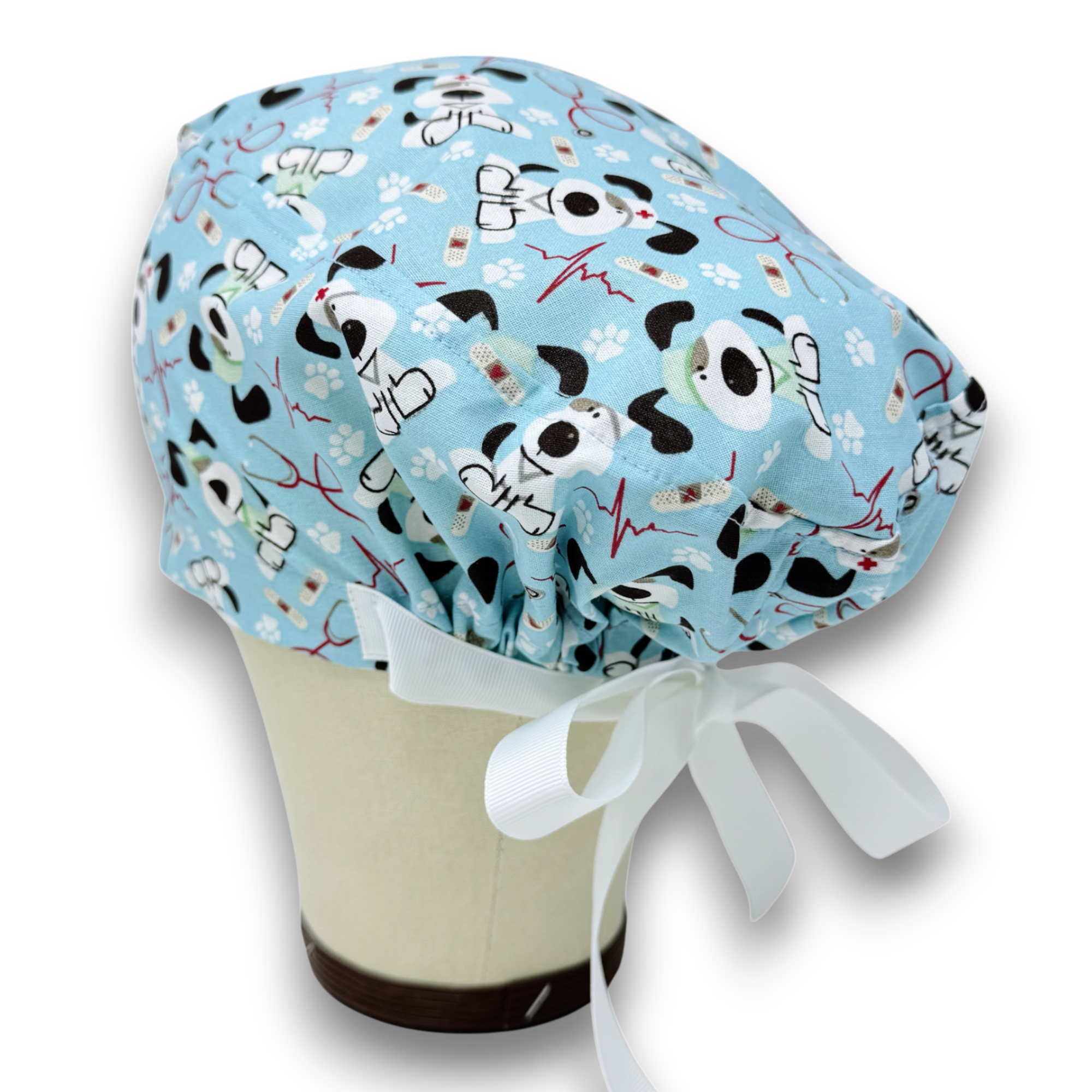 Dog Euro scrub cap with ties for Women by Paradise Caps. Euro PLUS style.