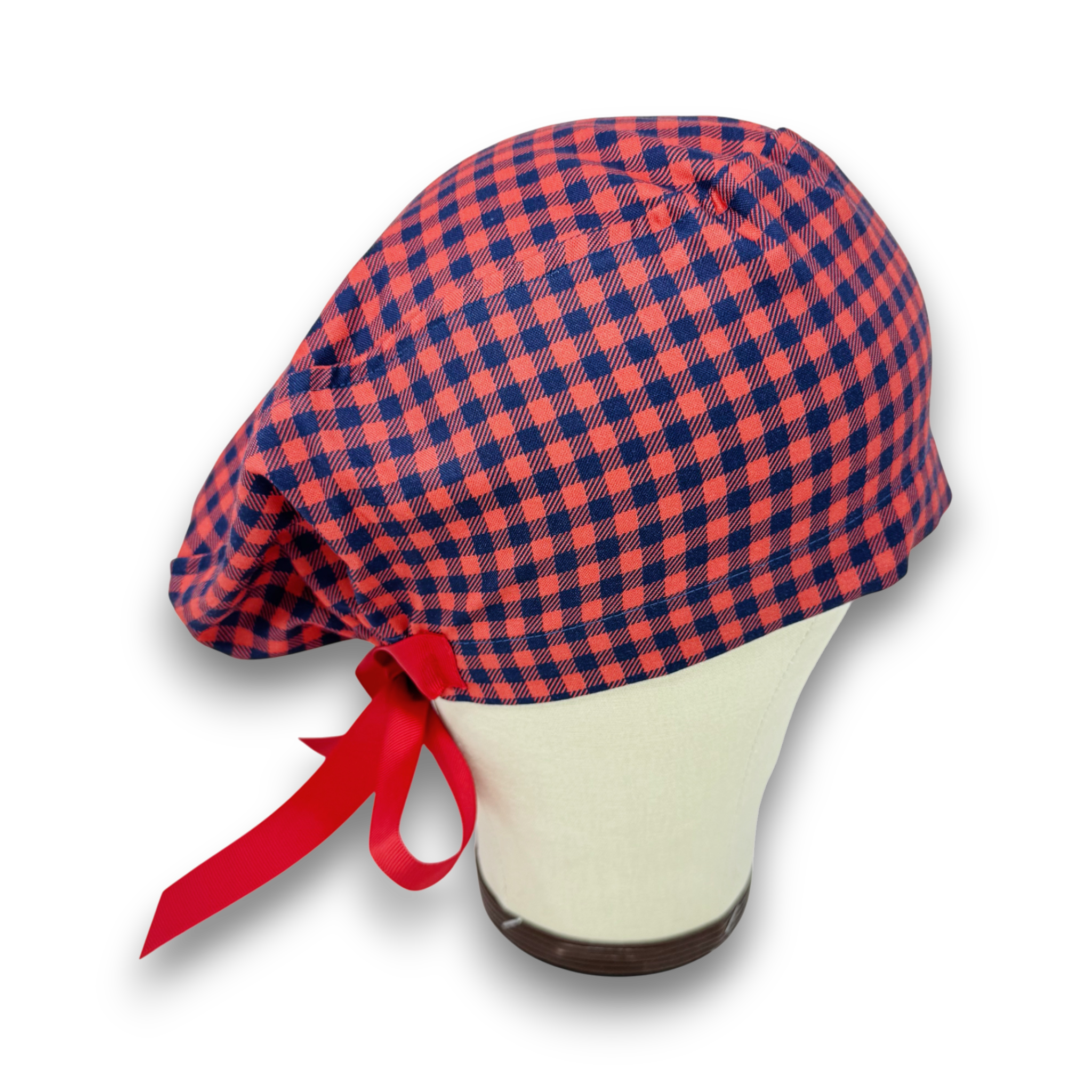 Christmas Plaid Euro scrub cap with ties for Women by Paradise Caps. Euro PLUS style.