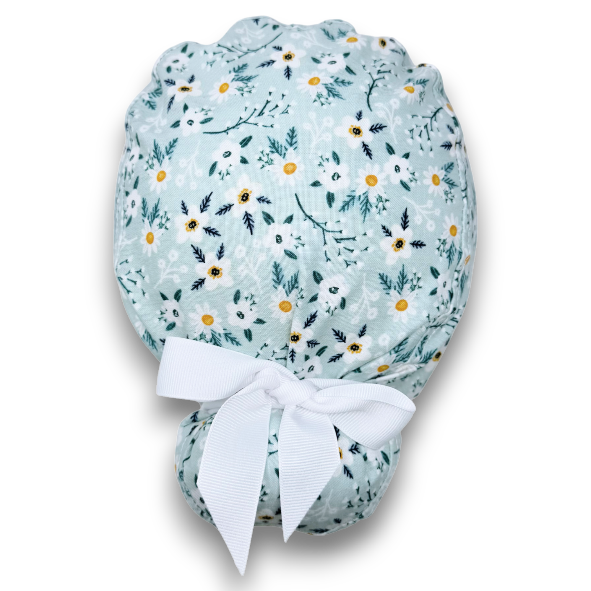 Floral Euro scrub cap with ties for Women by Paradise Caps. Euro PLUS style.