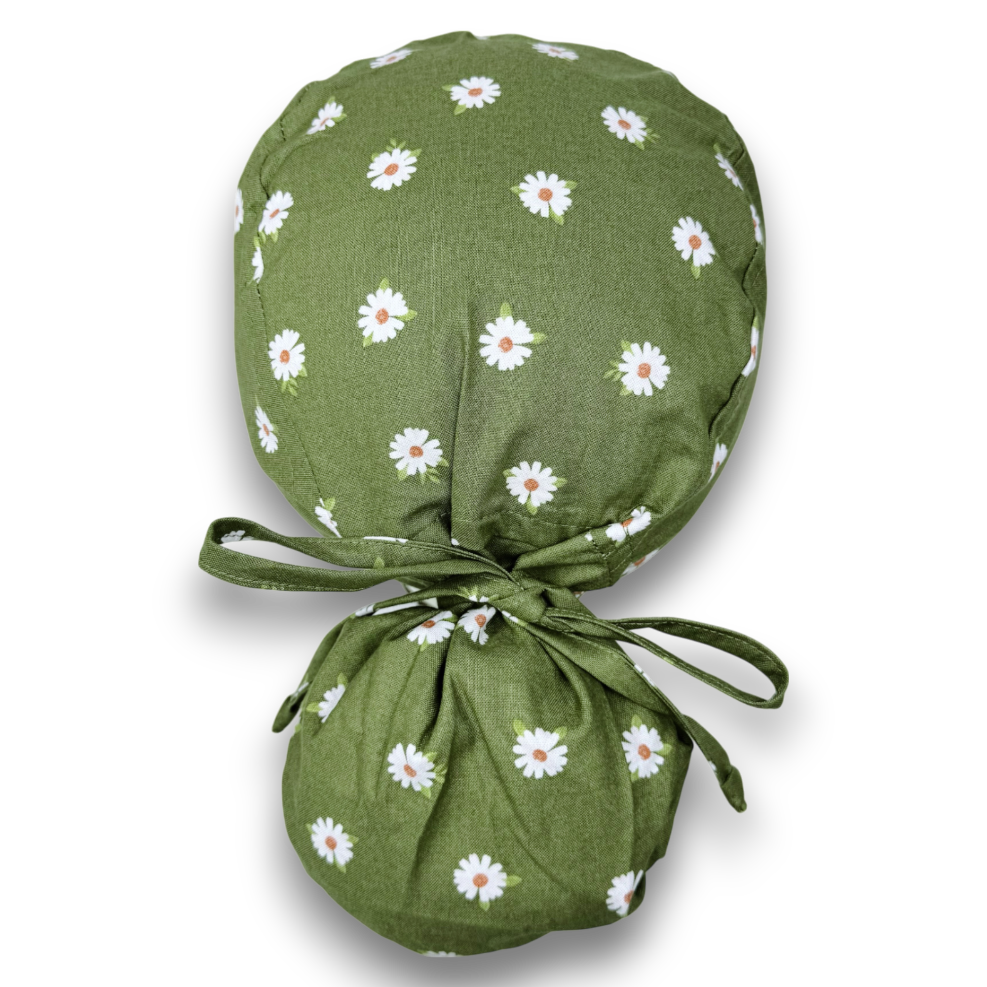 Daisy Ponytail scrub cap for women with satin lined option by Paradise Caps.