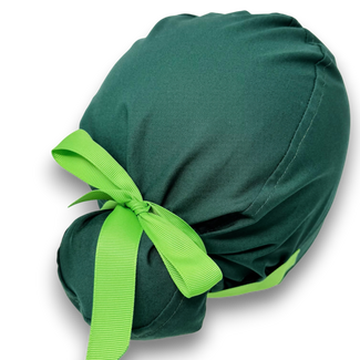 Forest green Euro scrub cap with ties for Women by Paradise Caps. Euro PLUS style.
