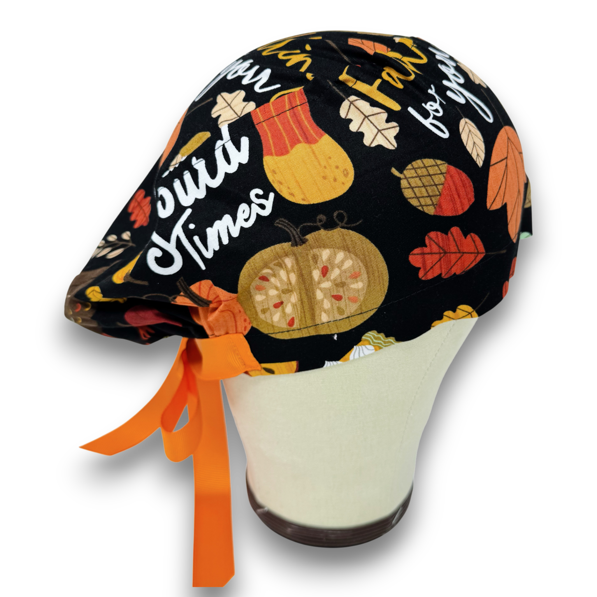 Bring on the Gourd Ponytail scrub cap for women with satin lined option by Paradise Caps.