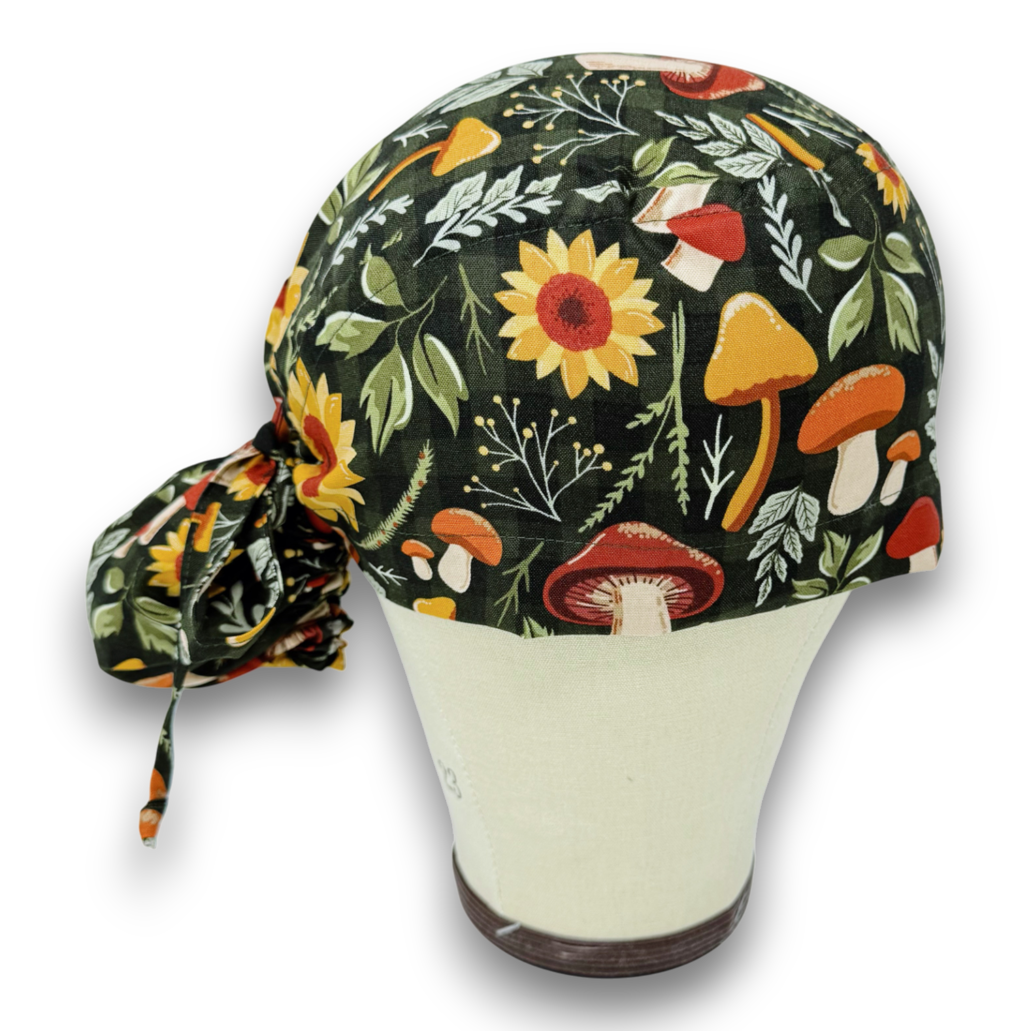 Fall flower Ponytail scrub cap for women with satin lined option by Paradise Caps.