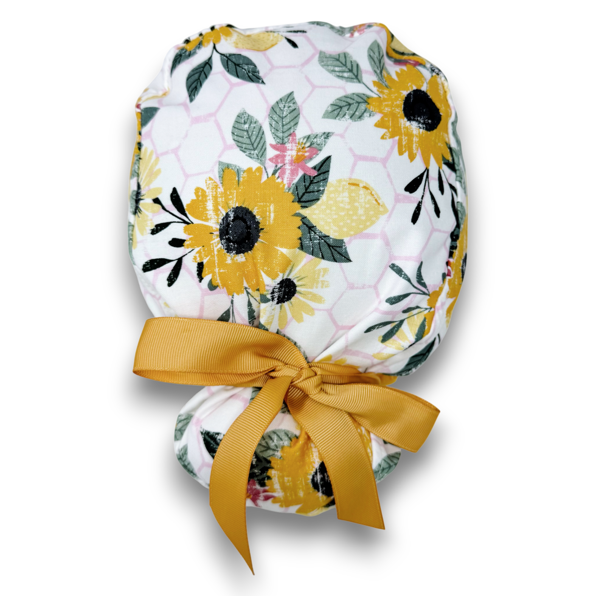 Sunflower Euro scrub cap with ties for Women by Paradise Caps. Euro PLUS style.