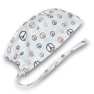 Peace Skull tie-back style surgical scrub cap for men by Paradise Caps.