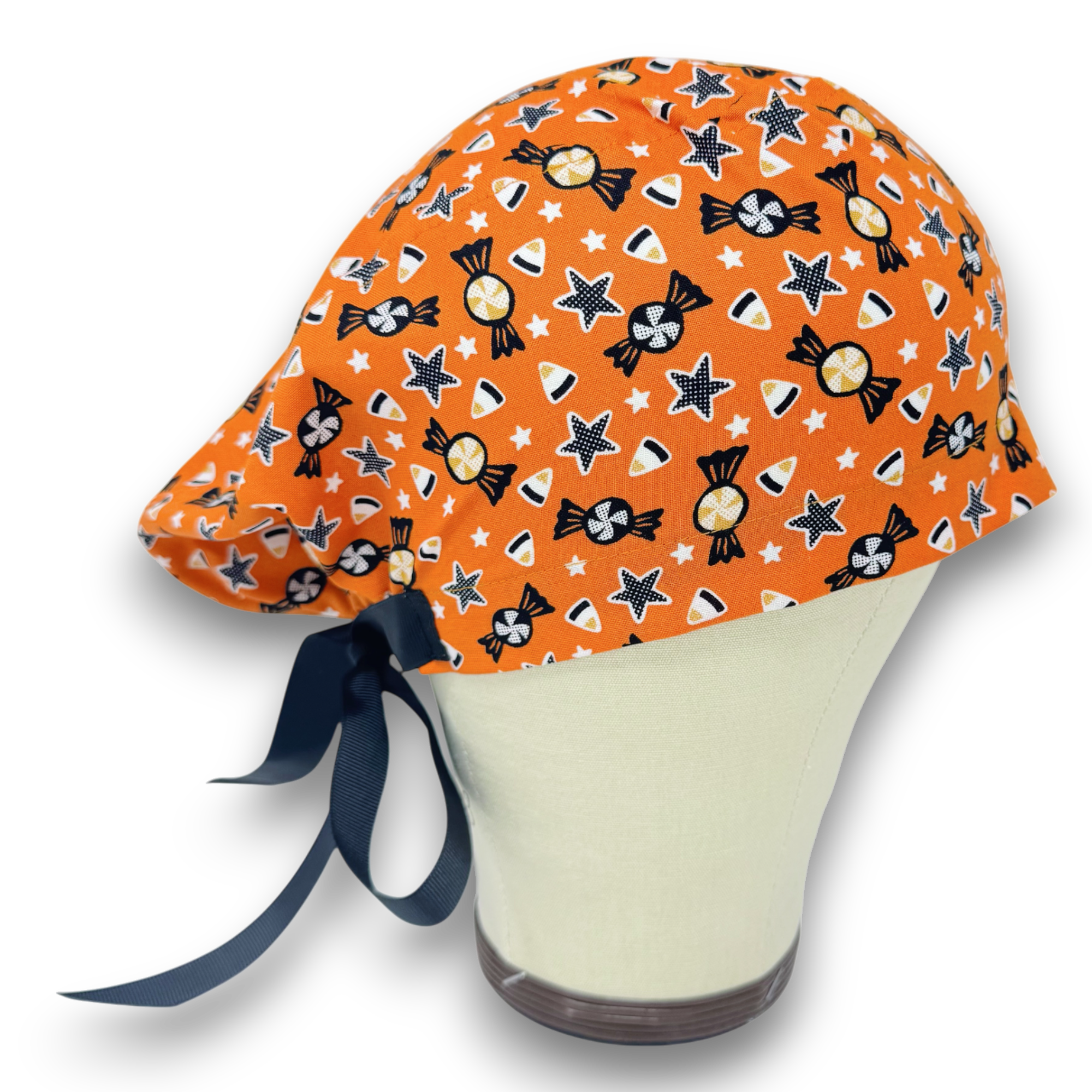 Candy Corn Euro scrub cap with ties for Women by Paradise Caps. Euro PLUS style.