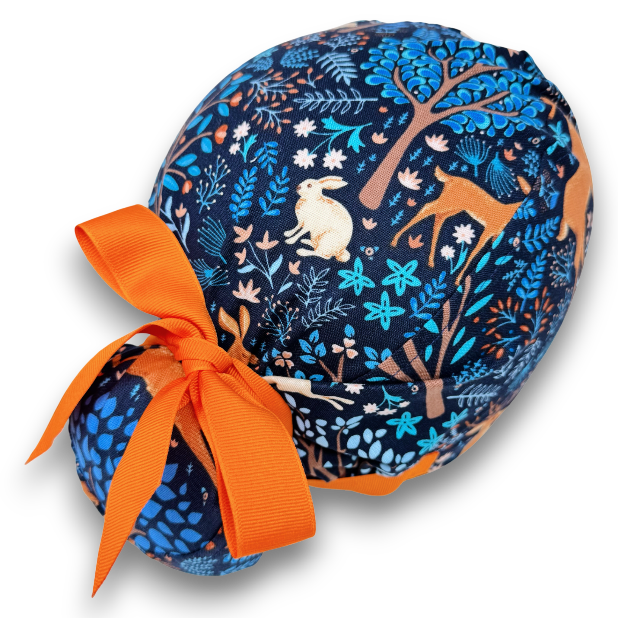 Woodland Animals Euro scrub cap with ties for Women by Paradise Caps. Euro PLUS style.