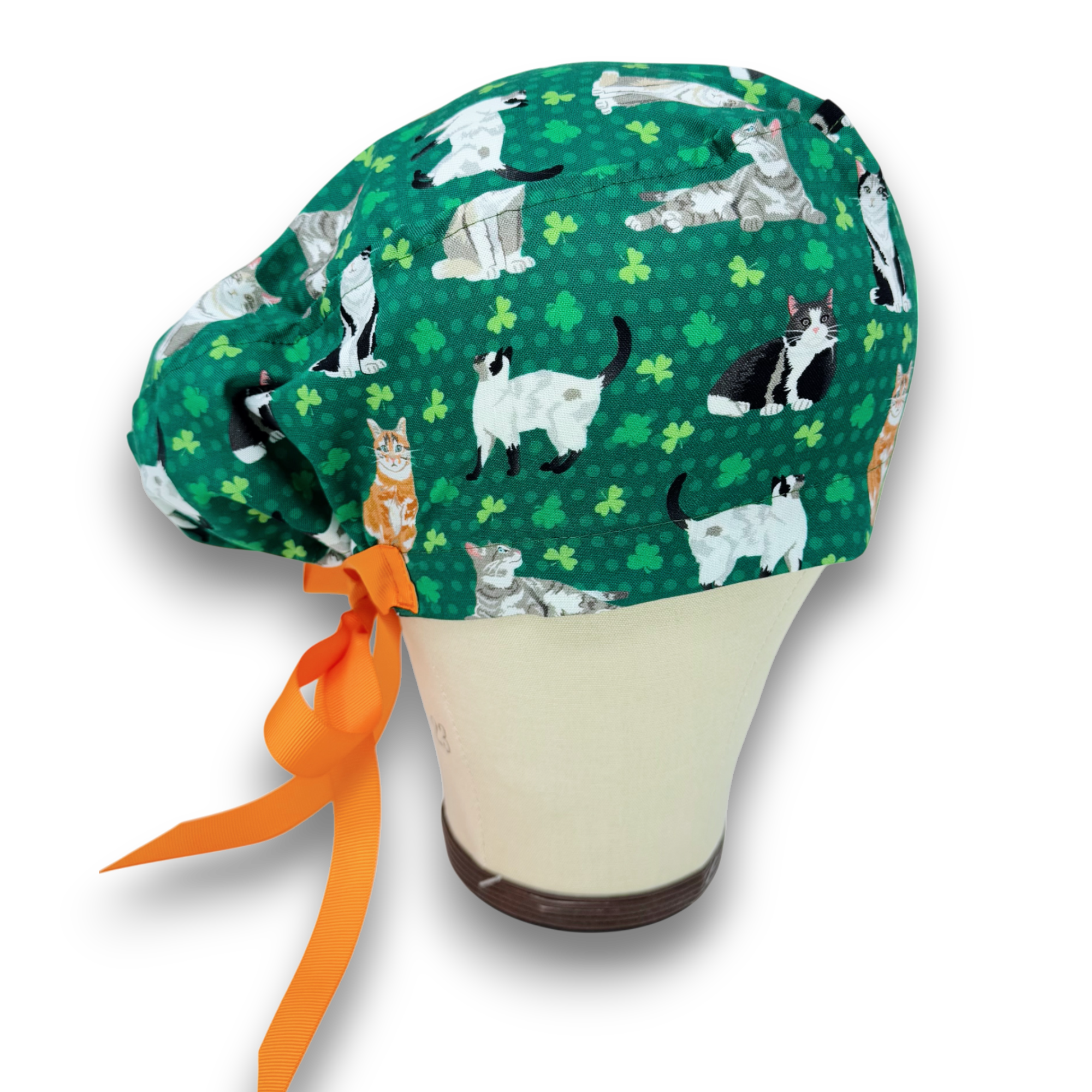 St. Patrick’s Day Euro scrub cap with ties for Women by Paradise Caps. Euro PLUS style.