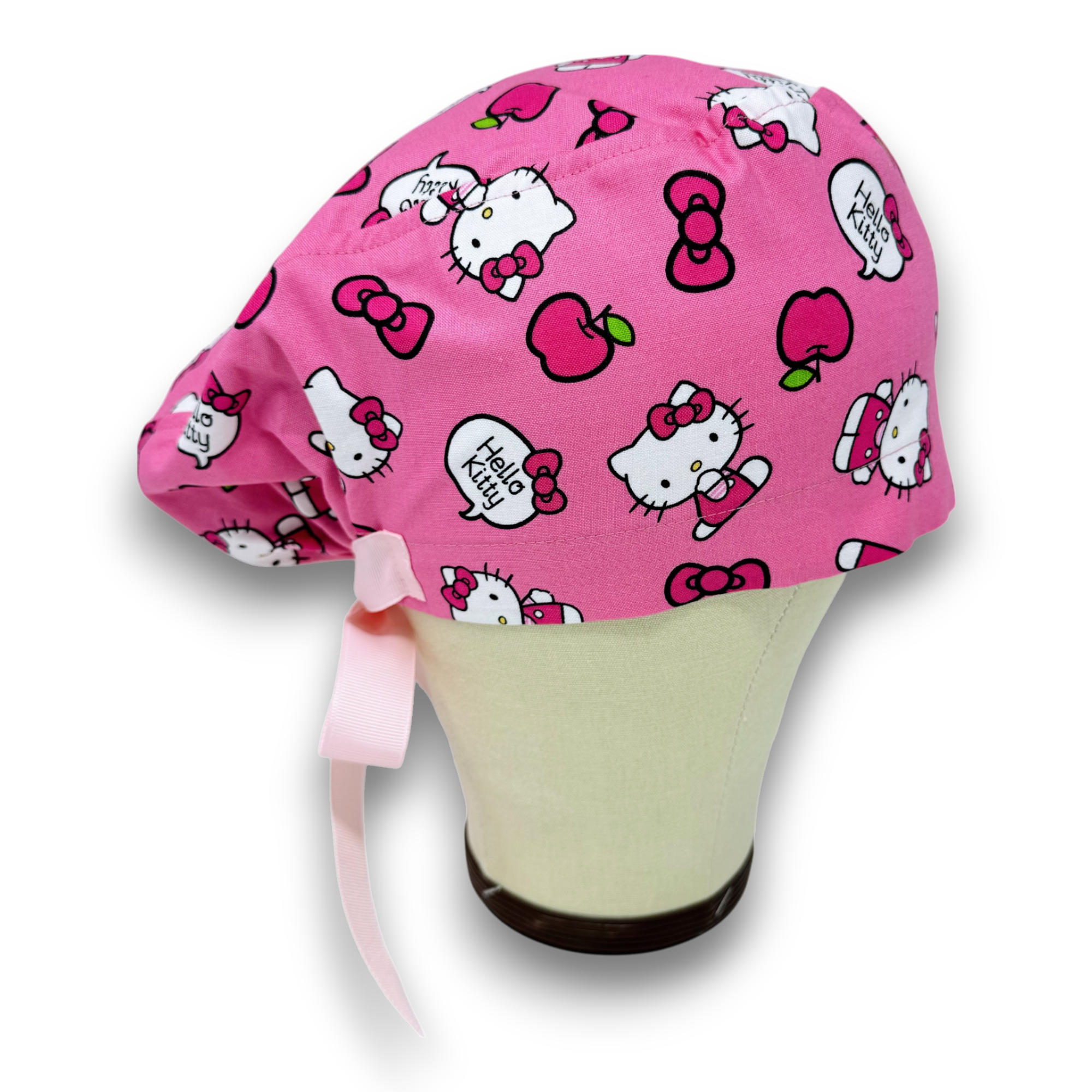 Pink Euro Euro scrub cap with ties for Women by Paradise Caps. Euro PLUS style.
