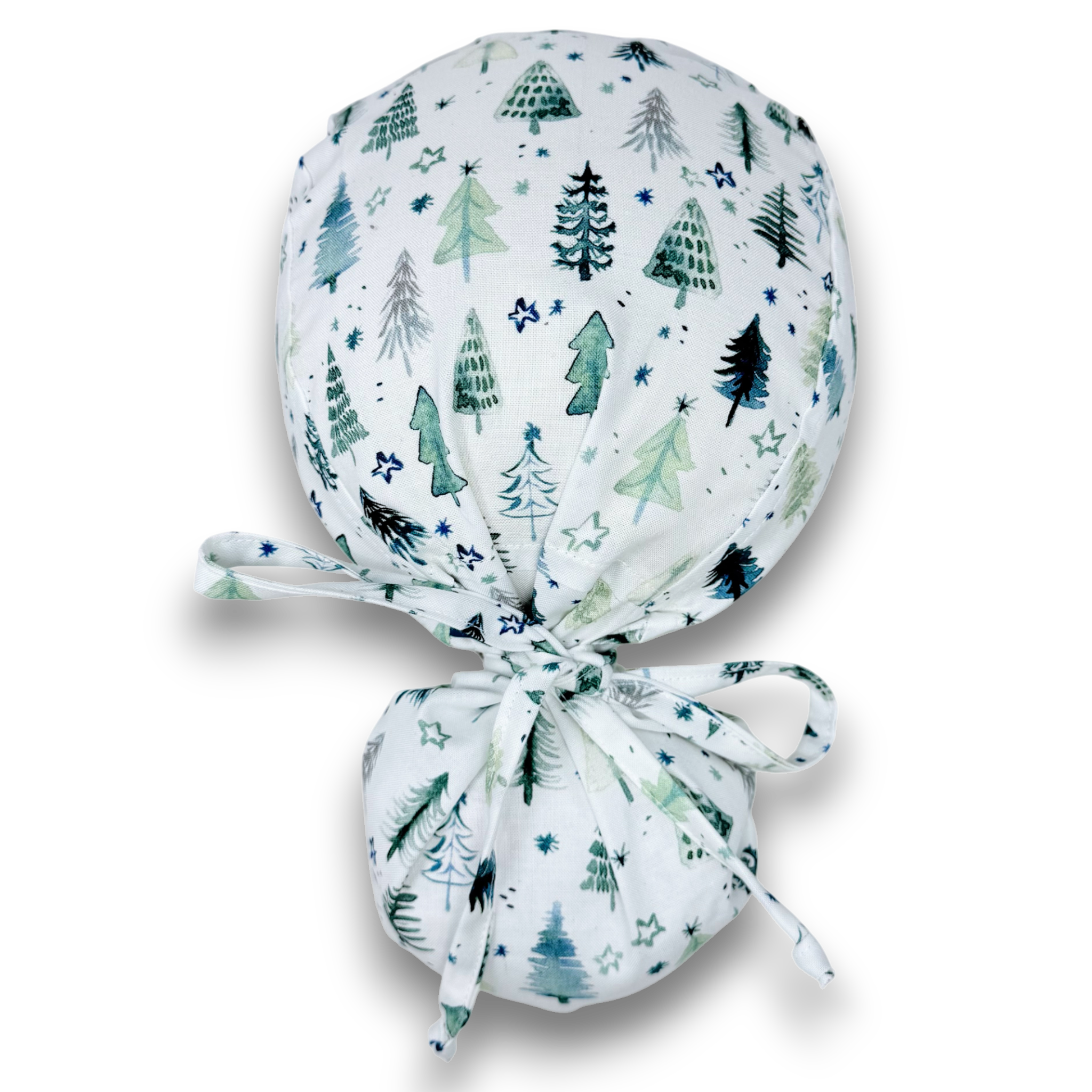 Christmas tree Ponytail scrub cap for women with satin lined option by Paradise Caps.