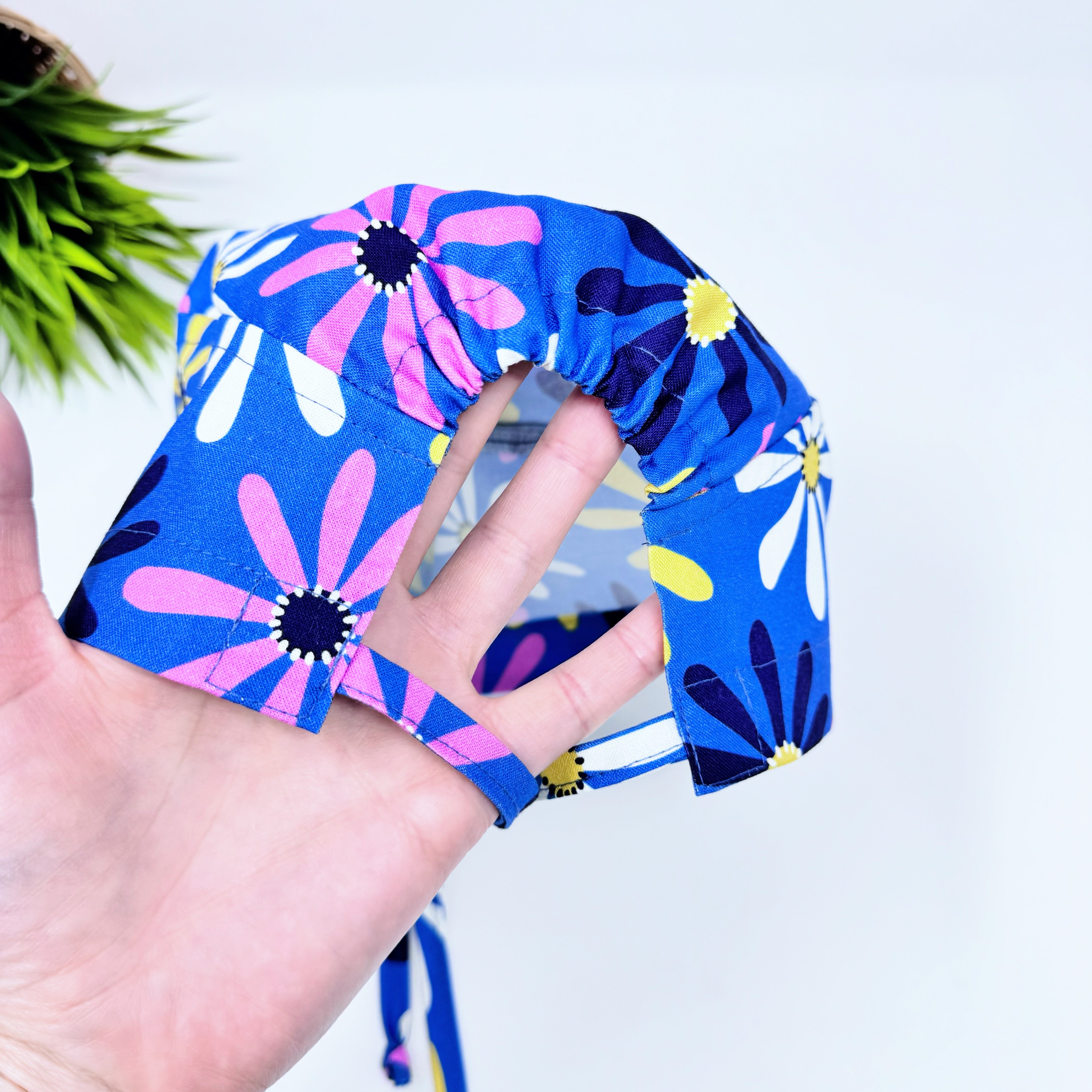 Daisy Dream Skull tie-back style surgical scrub cap for men by Paradise Caps.