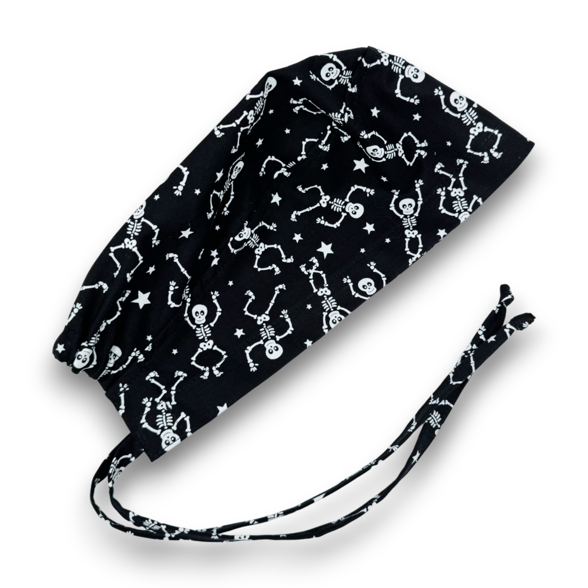 Dancing Skeletons Skull tie-back style scrub cap for men by Paradise Caps.