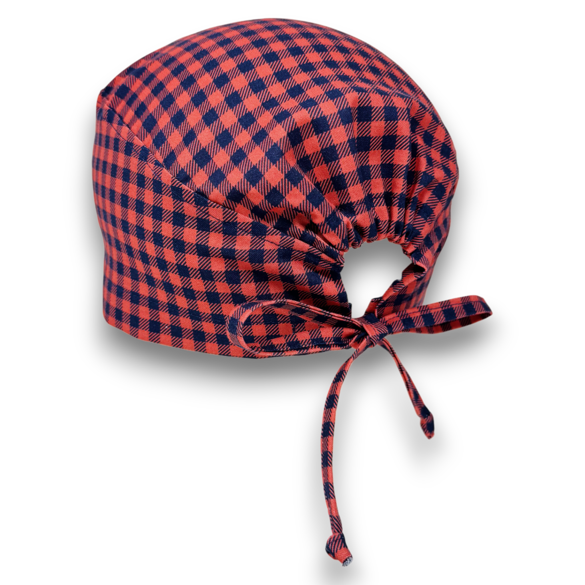 Christmas Plaid Surgical scrub cap for men. Winter skull tie back style scrub hat.