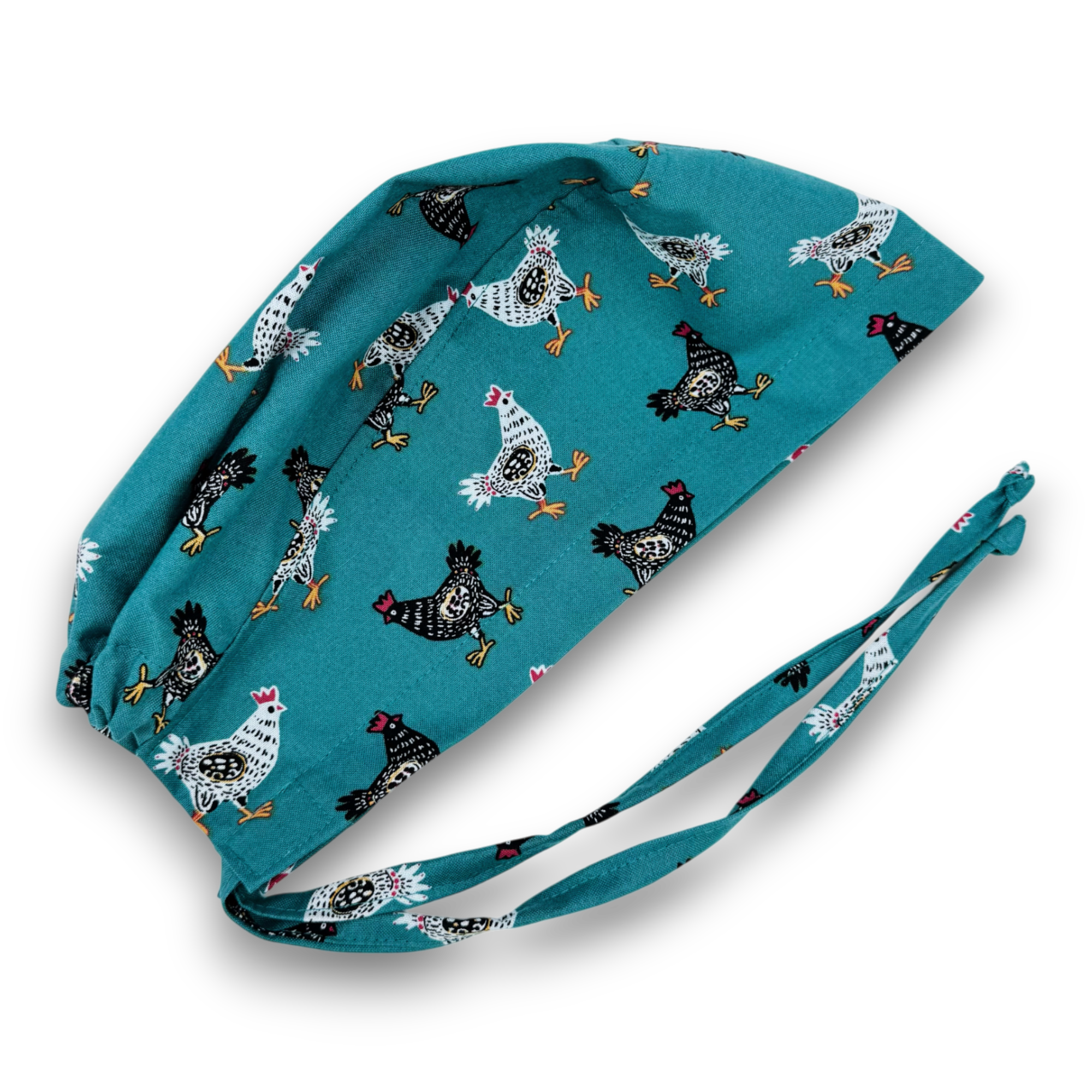 Chicken Surgical scrub cap for men. Funny tie back scrub hat by Paradise Caps.
