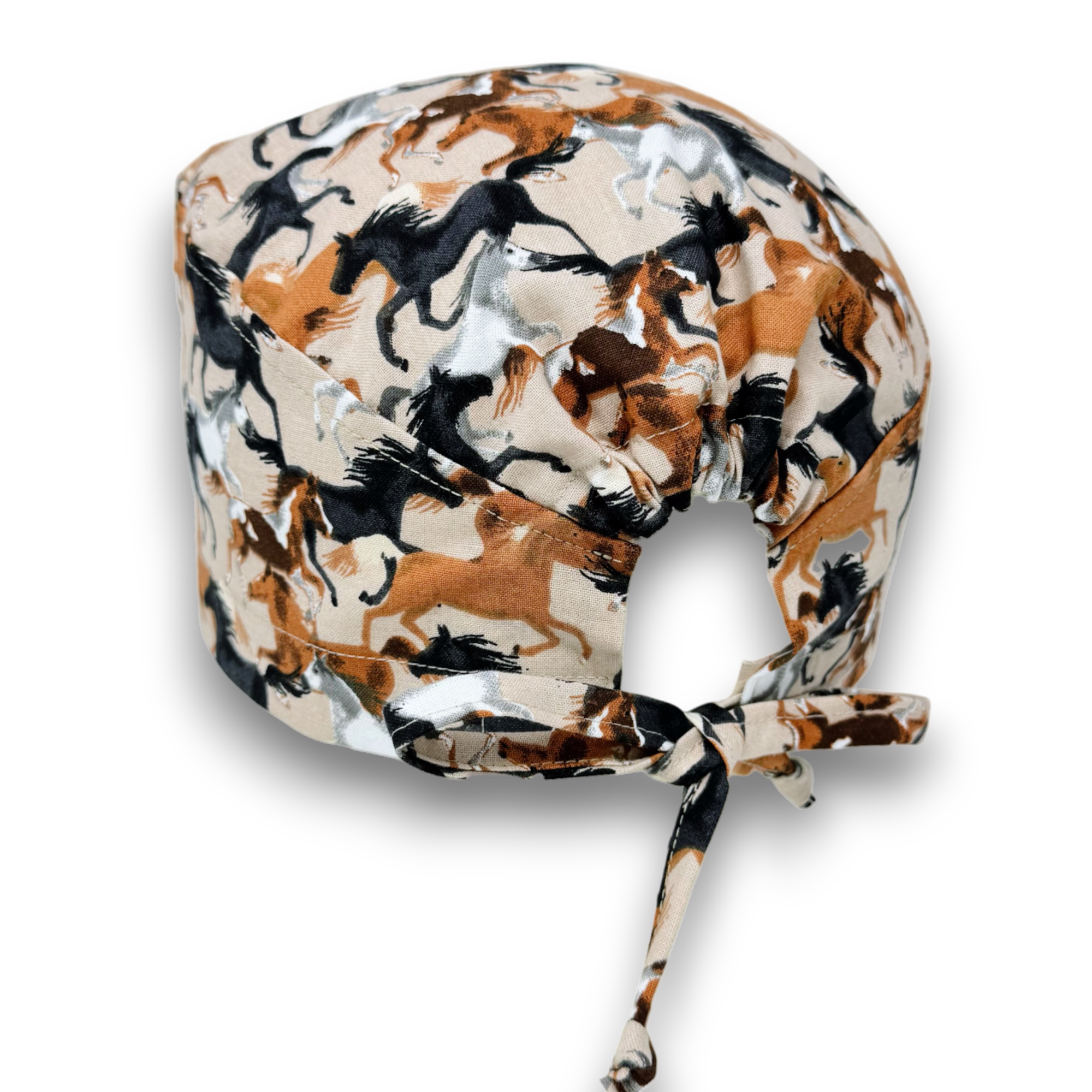 Horse Skull tie-back style surgical scrub cap for men by Paradise Caps.