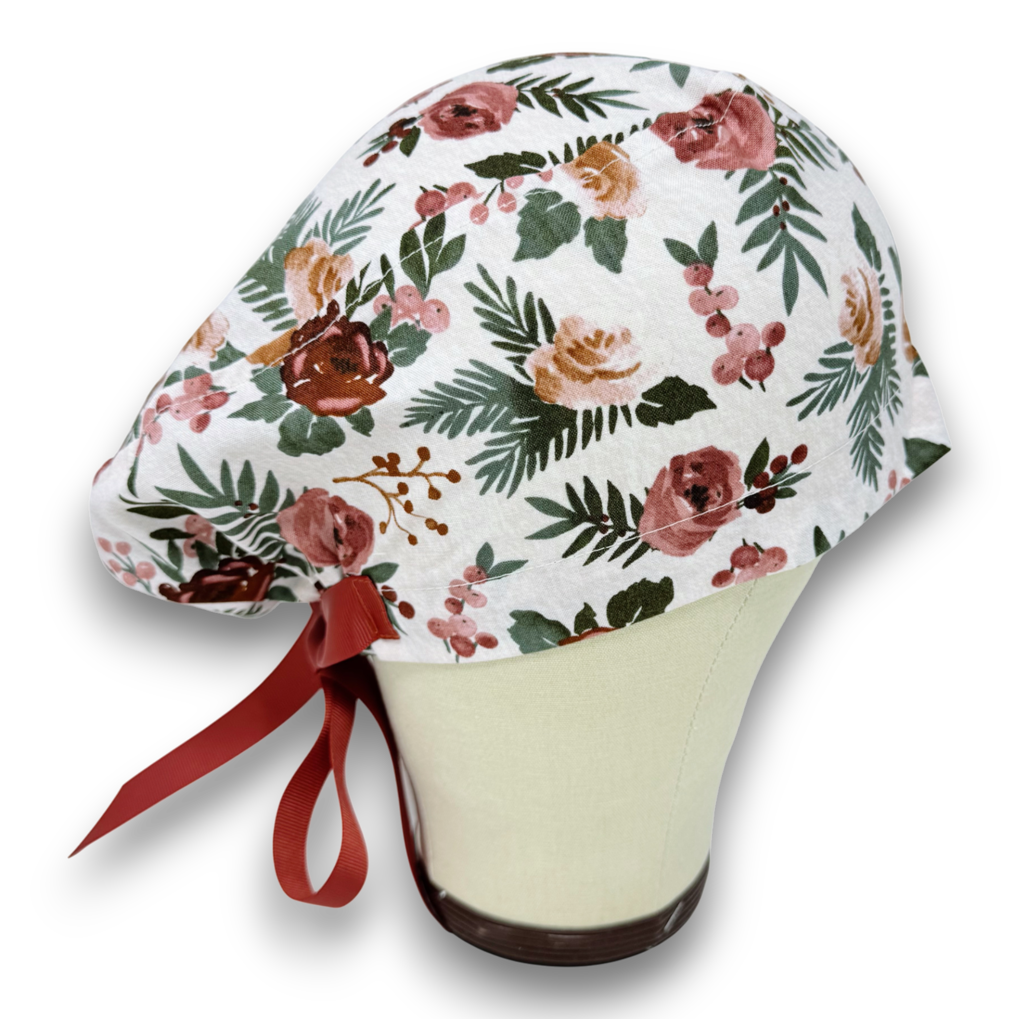 Floral Harvest Euro scrub cap with ties for Women by Paradise Caps. Euro PLUS style.