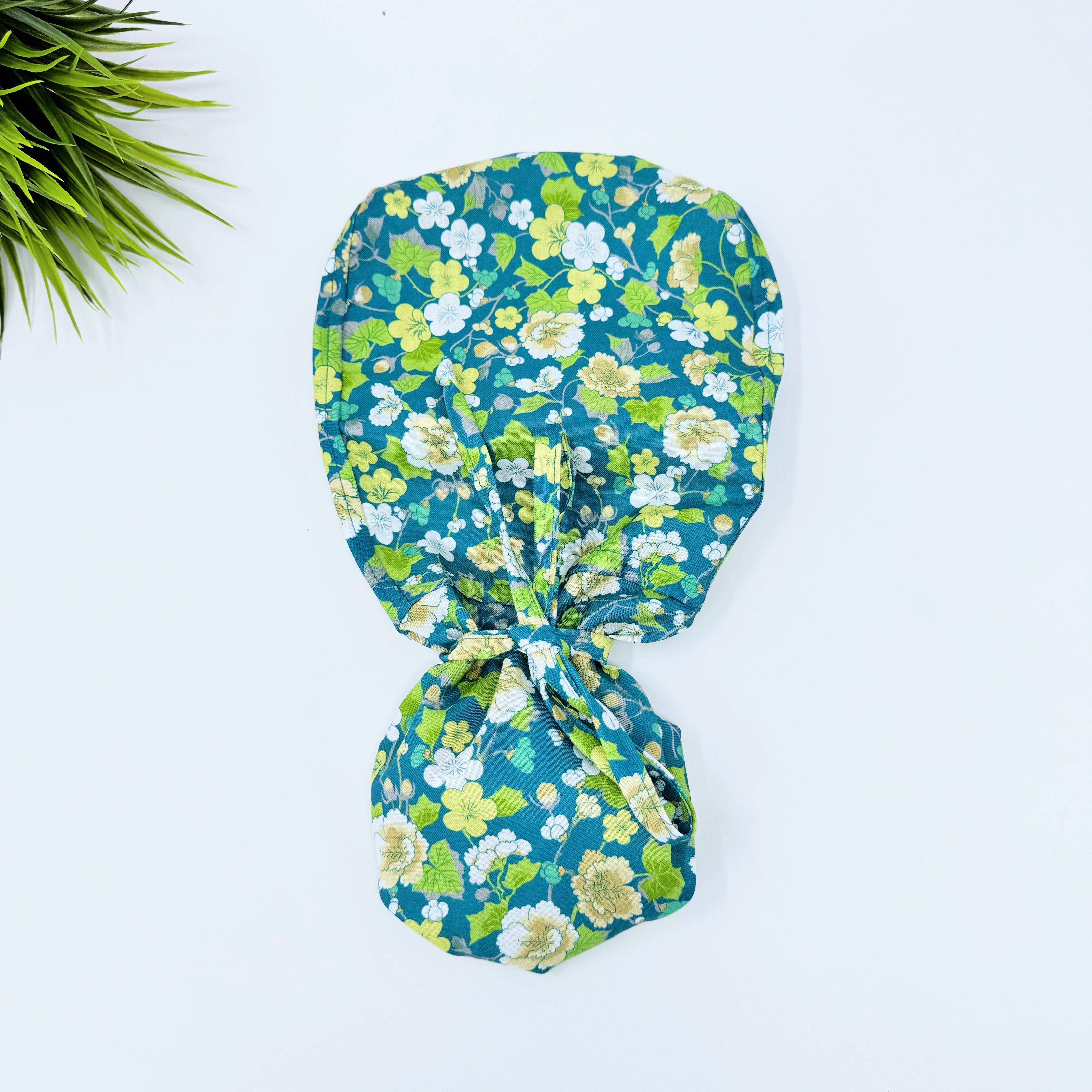 Greenhouse Garden Ponytail scrub cap for women with satin lined option by Paradise Caps.