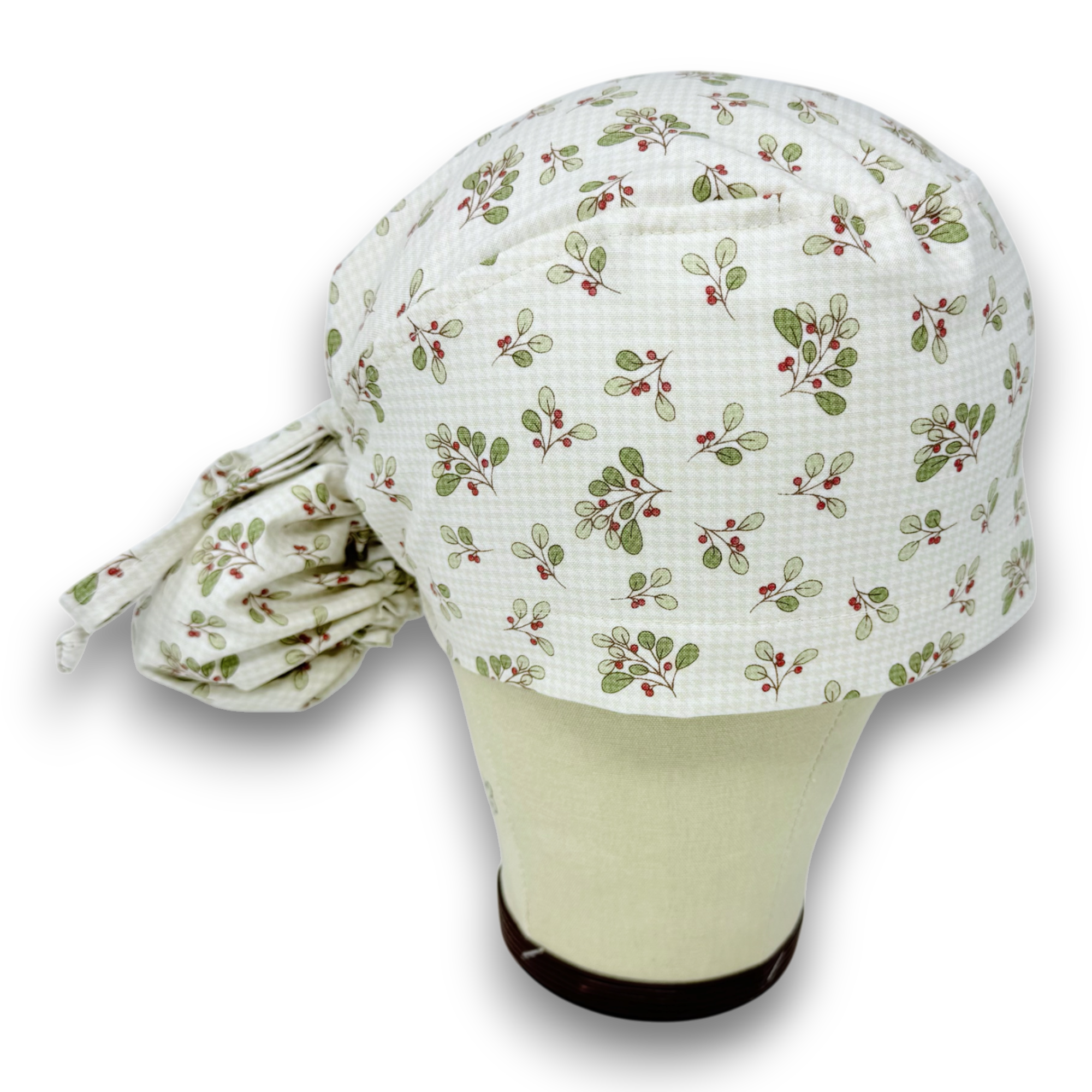 Winter Berry Ponytail scrub cap for women with satin lined option by Paradise Caps.