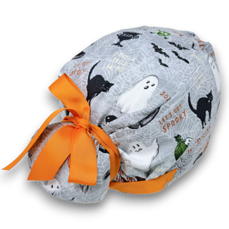 Spooky Night Euro scrub cap with ties for Women by Paradise Caps. Euro PLUS style.