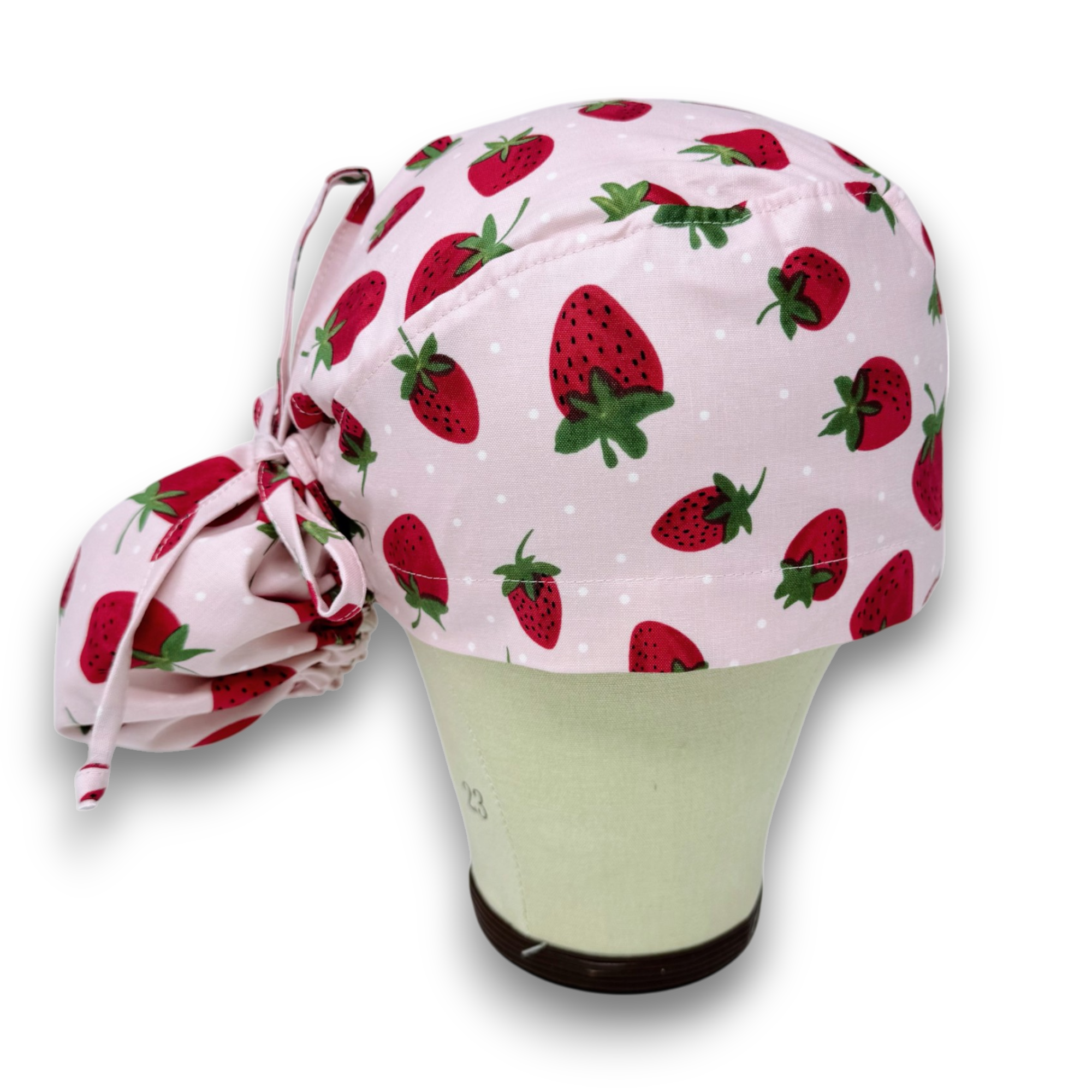 Strawberry Ponytail scrub cap for women with satin lined option by Paradise Caps.