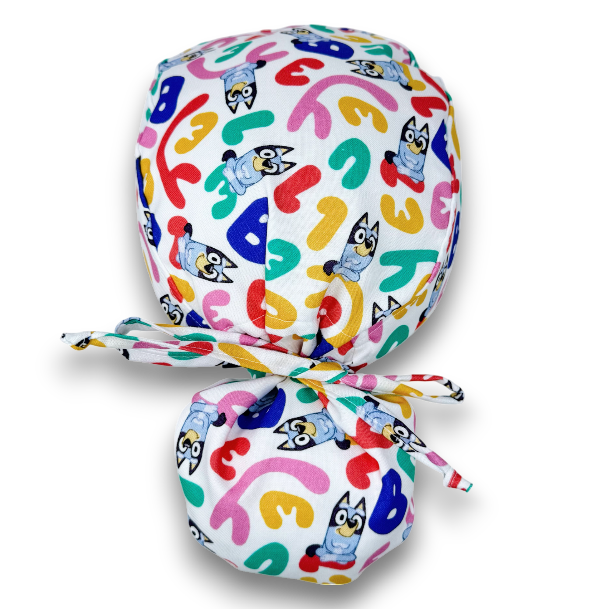 Funny Ponytail scrub cap for women with satin lined option by Paradise Caps.